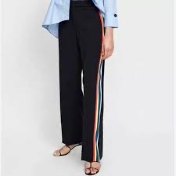 Zara Black Trouser Pant with Rainbow Stripe - Picture 3 of 3